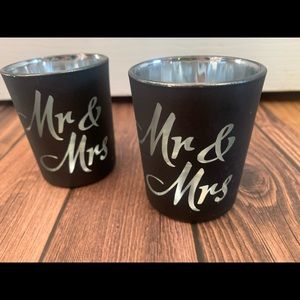 Wedding Black & Silver Mr & Mrs Candle Holders